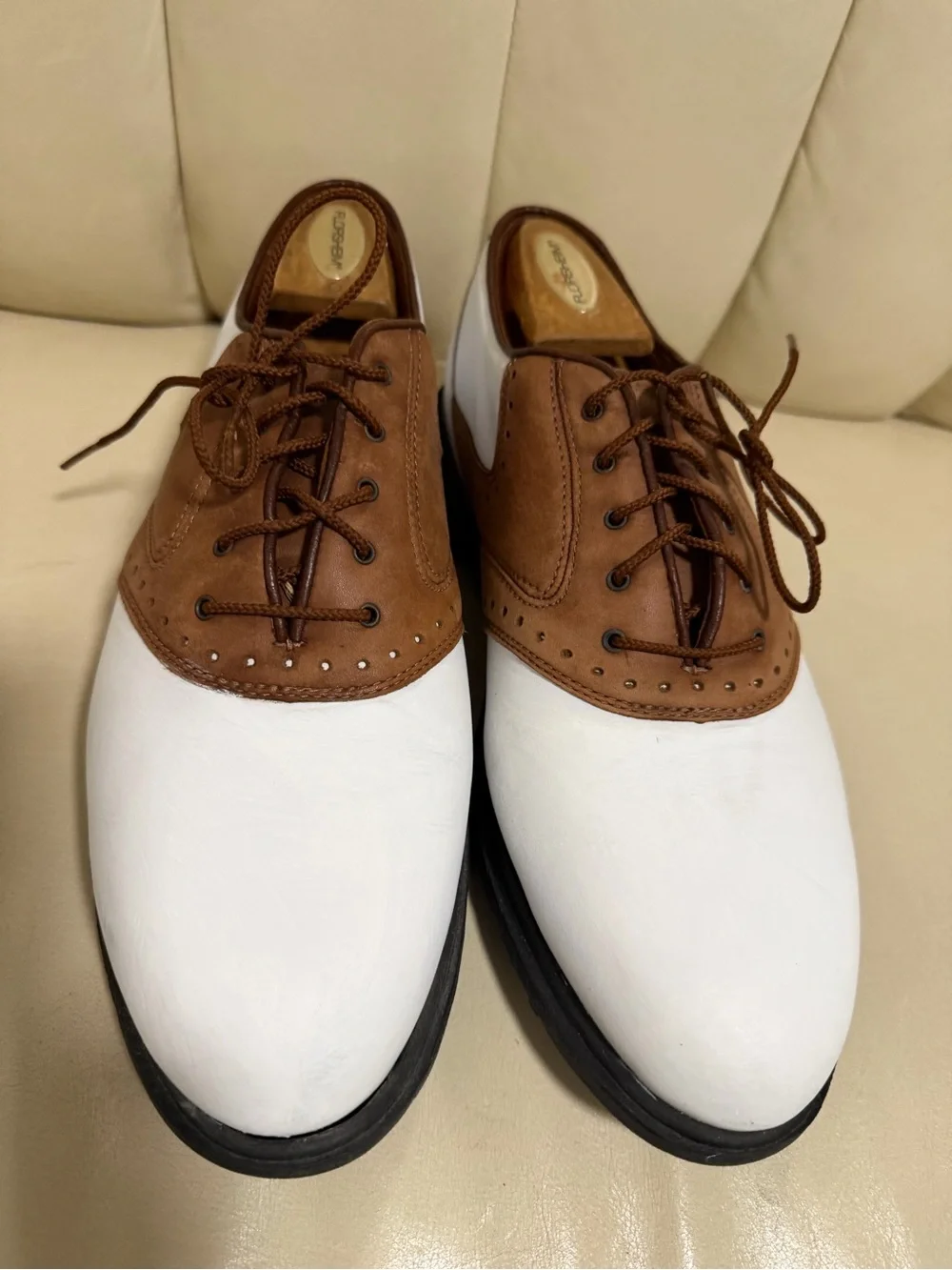 Nike White and Brown Wingtip Golf Oxfords
